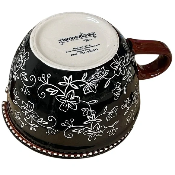 TEMPTATIONS Floral Lace soup / salad bowl, plate and spoon 24 oz - Picture 10 of 14